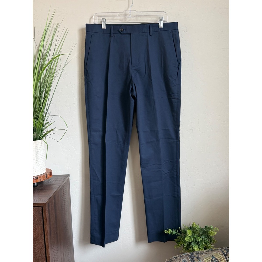 J.Crew Bowery Dress Pants Mens 32x32 Navy Blue Stretch Cotton Re-imagined BQ425